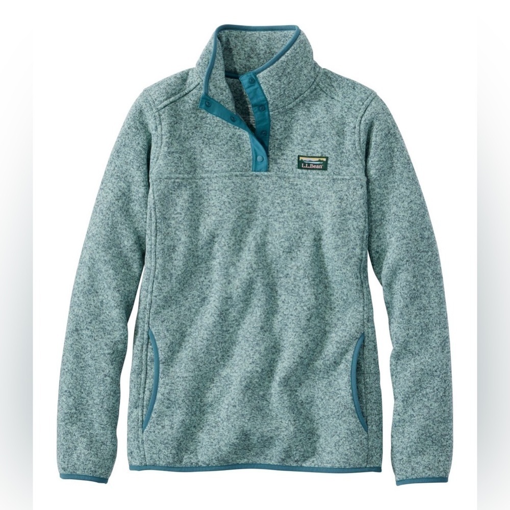 L.L.Bean Sweater Fleece Pullover small petite teal storm